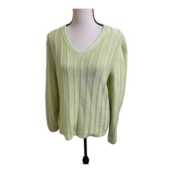Brooks brothers womens heavy knit V-neck long sleeve sweater light green Large - Picture 3 of 11